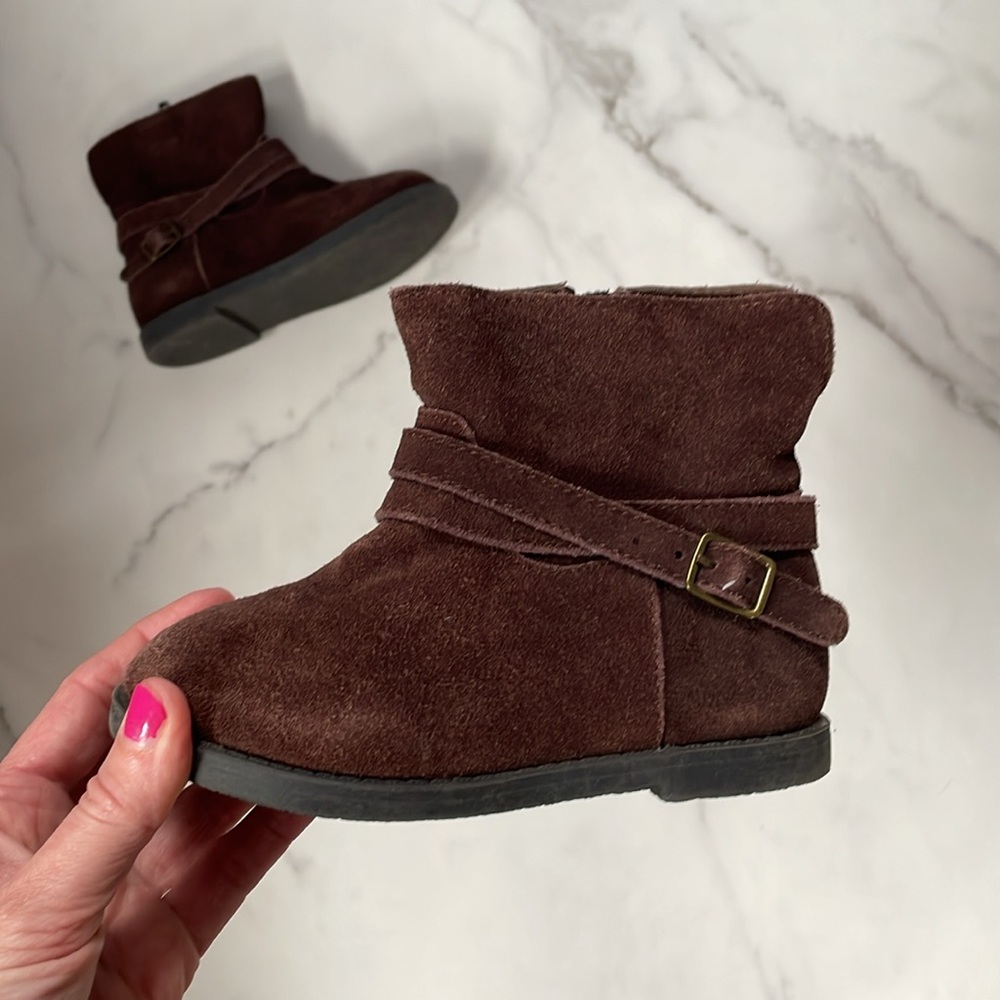 GAP Kids Dark Brown Suede Booties - Size 9 Biker Boot